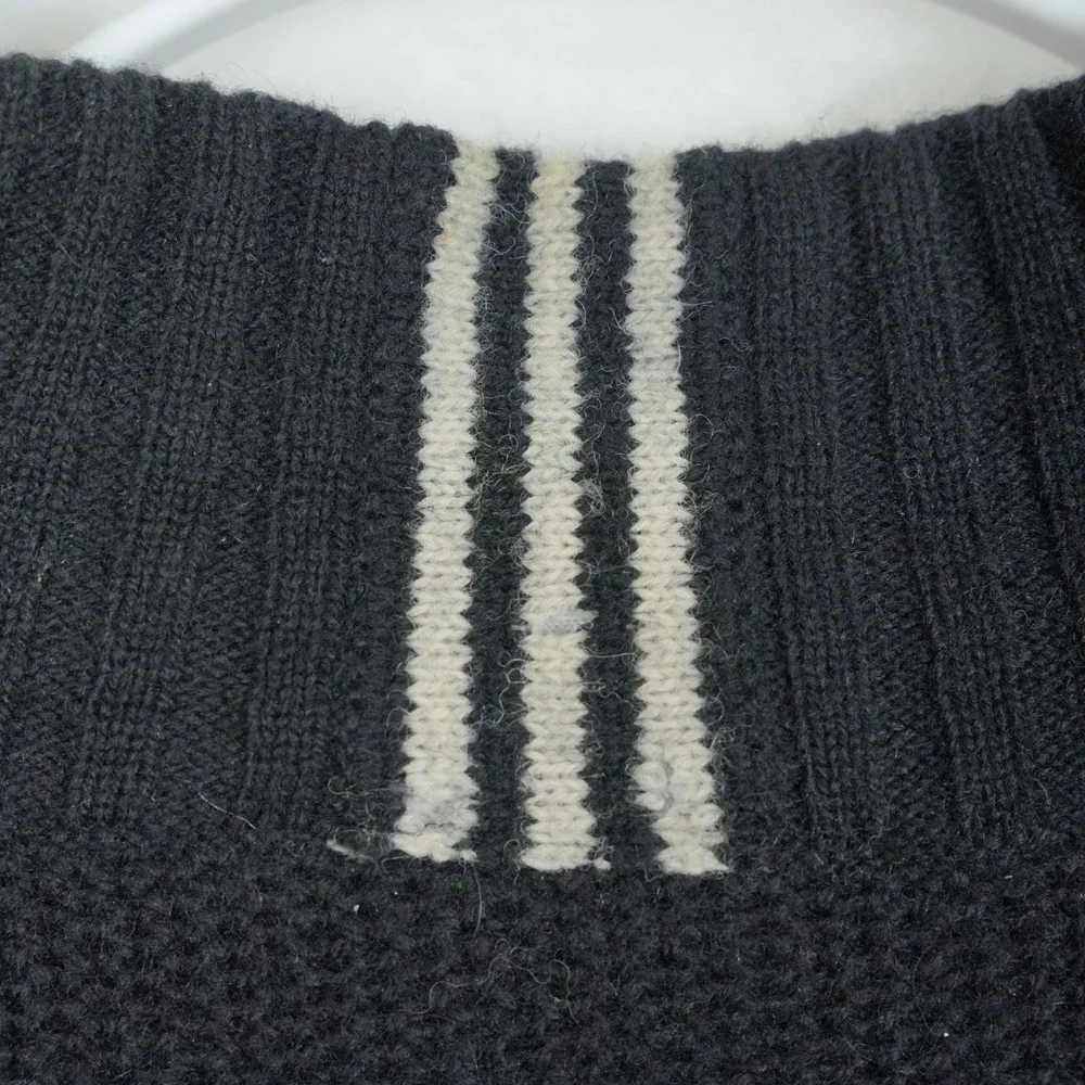 Adidas VTG 2003 Wool Knit Pullover Baggy Sweater Men's XL Black Lined 1/4 Zip‎